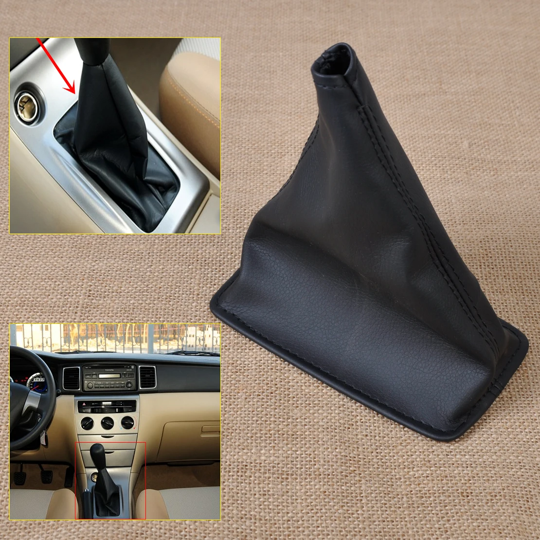 

beler New Gear Stick Shift PU Leather Cover Boot Gaiter for Toyota Corolla 2001 2002 2003 2004 2005 2006 2007 2008 2009-2013