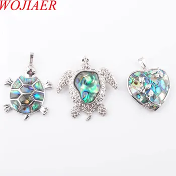 

WOJIAER Natural New Zealand Abalone Shell Gem Stone Beads Animal Pendant Women Jewelry PBN372
