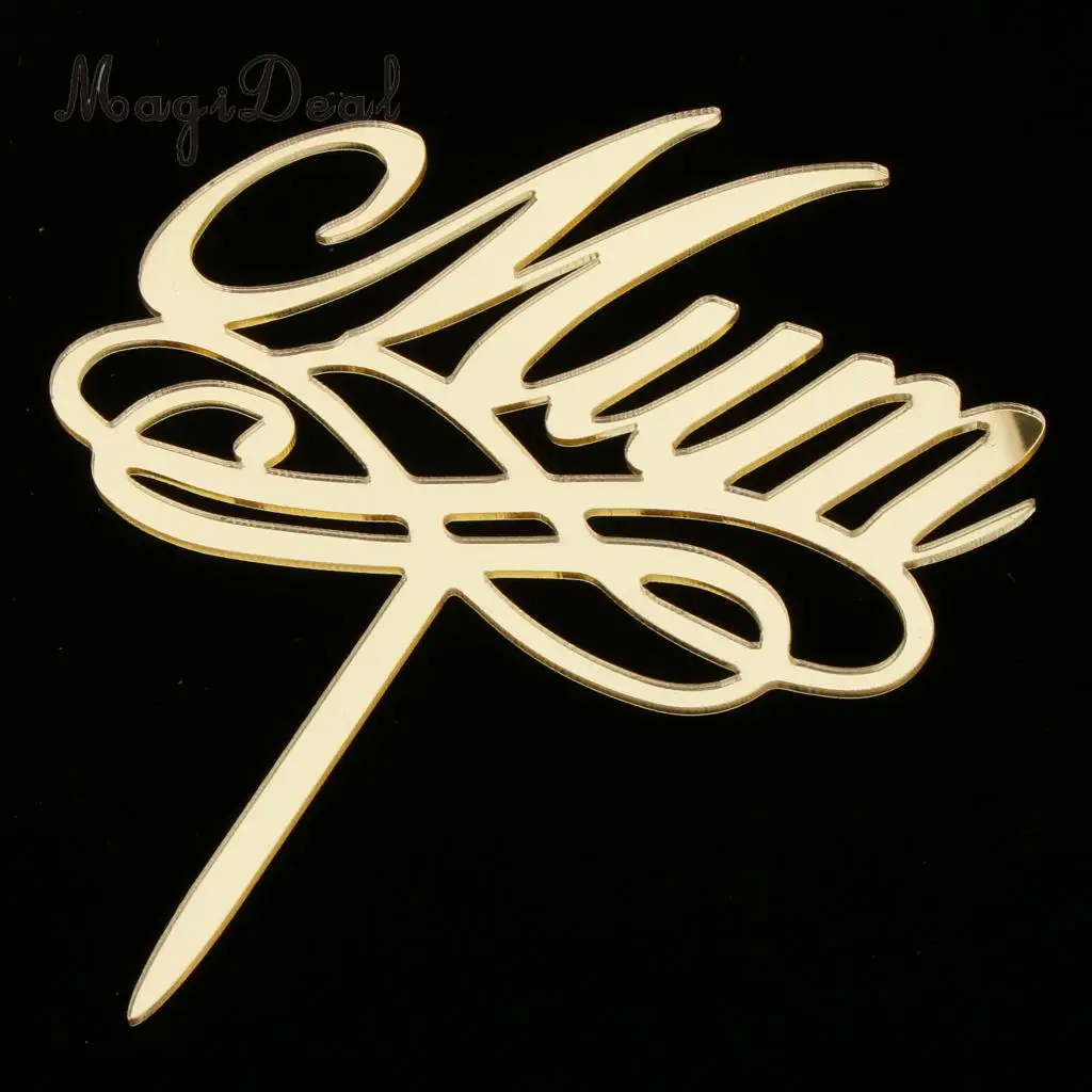 MagiDeal Love Mom Mum Acrylic Cake Topper Mothers Day Birthday Party Mirror Cake Baking Decoration Supplier