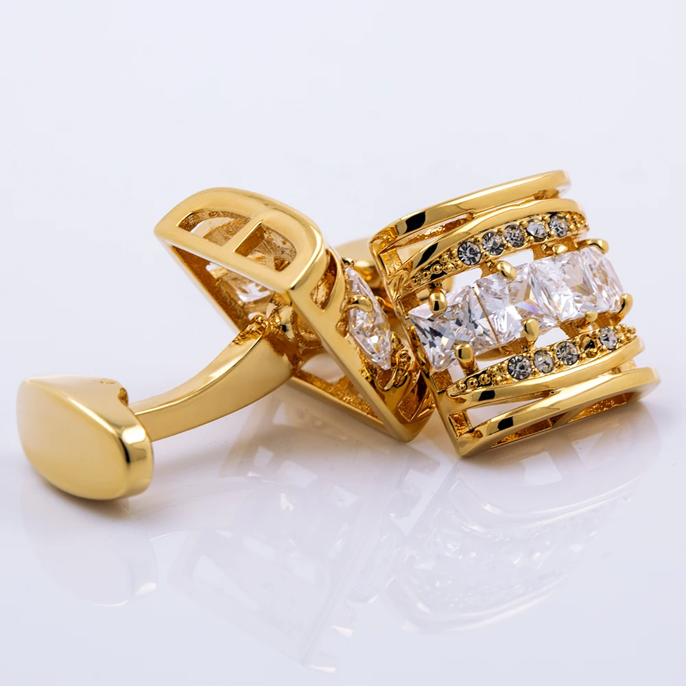 KFLK brand men's shirt cuff links button high quality Gold-color cufflinks wedding gift 2017 guests