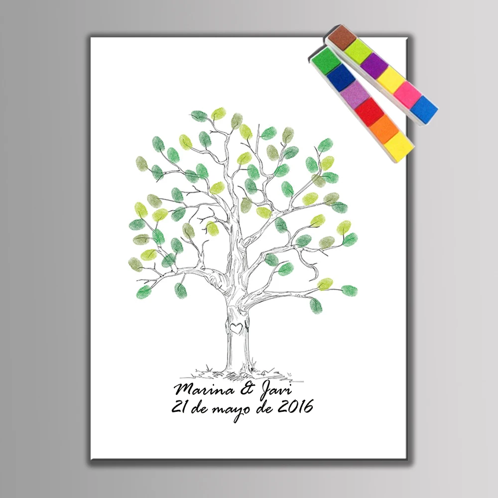 

1 set Personalized Custom Fingerprint DIY Guest Book For Wedding and Party Decoration Fingerprint Signature Tree Ink Pad Include