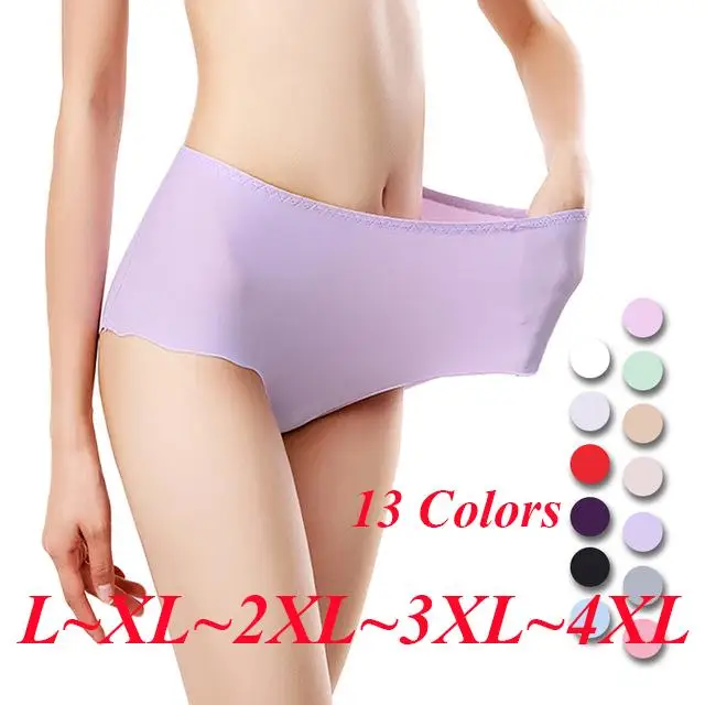 

iMucci 13 Colors Women Panties Sexy Ice Silk Briefs Middle-Rise Underpants Soft One Piece Free Shipping Sexy Underwear Plus Size