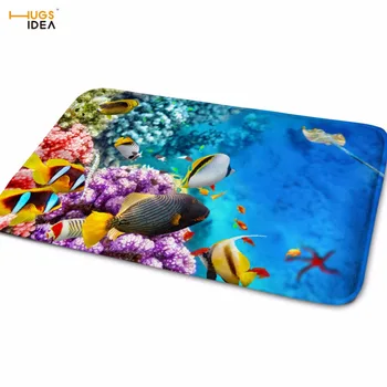 

HUGSIDEA Vivid Tropical Fish Print Floor Rug for Living Room Bedroom Anti-Slip Kitchen Bathroom Mat Absorpte Doormat Home Carpet