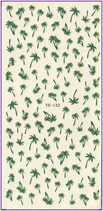 Переводная наклейка для ногтей Черный Серый Зеленый пальмовый сад YE130-132 - Цвет: YE132