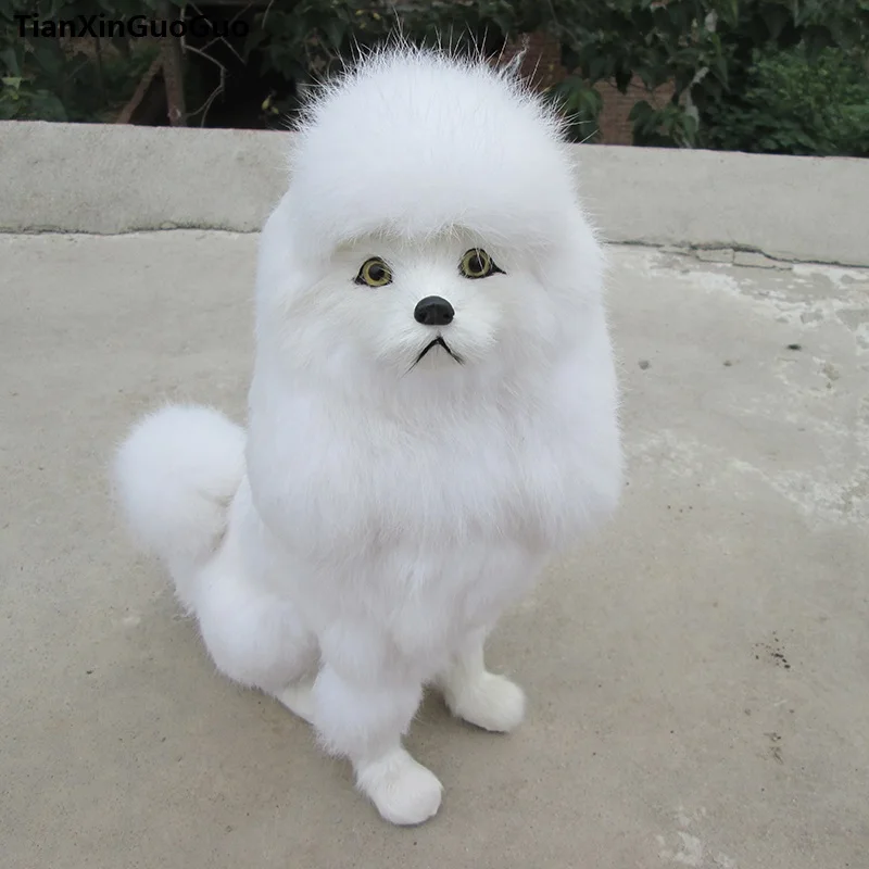 simulation-squatting-poodle-dog-23x12x31cm-hard-modelpolyethylene-furs-white-poodle-handicraft-ornament-decoration-gift-s0715