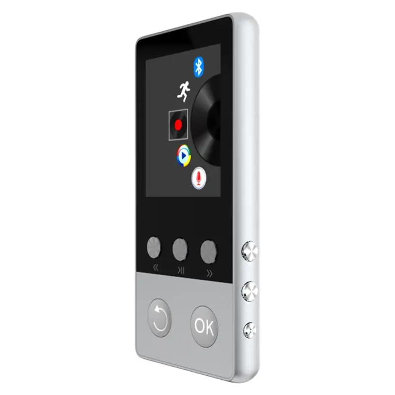 Metal MP3 Player Bluetooth Portable Audio 8GB FLAC APE Lossless Music Player with FM Radio,Recorder,E-Book,Clock