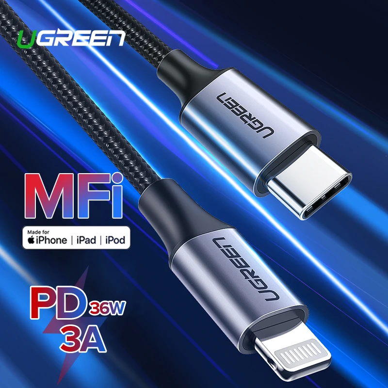 Ugreen MFi USB C إلى كابل البرق ل فون X XS ماكس XR 36 W PD سريع شاحن نوع C البيانات كابل لجهاز ماكبوك باد بود سلك USB Ugreen MFi USB C إلى كابل البرق ل فون X XS ماكس XR 36 W PD سريع شاحن نوع C البيانات كابل لجهاز ماكبوك باد بود سلك USB
