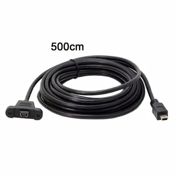 

100PCS/0.5m 3m 5m Panel Mount Type Mini USB 5Pin Male to Female Extension Adapter Cable with Screws