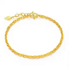 Аутентичный браслет из 999 желтого золота/Женский Регулируемый Браслет из 24 К желтого золота