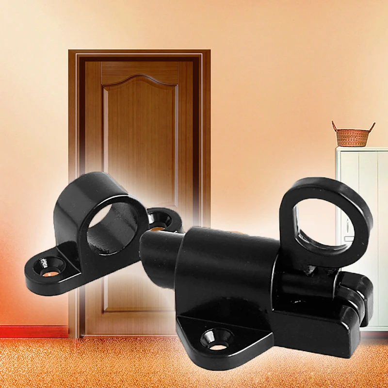 

OOTDTY Black Window Gate Security Pull Ring Spring Bounce Door Bolt Aluminum Alloy Latch Lock