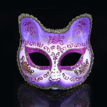 

Cat Animal Sequin Party Mask Venice Pink Purple Masquerade Mask Christmas Mascaras Halloween Costumes Carnival Anonymous Masks