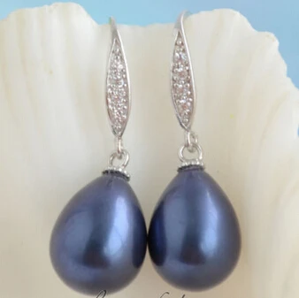 

hj 00517 16MM DRIP BLUE SOUTH SEA SHELL PEARL DANGLE EARRING