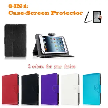 

For Prestigio MultiPad 4 Diamond 7.0 PMP7070C3G 7" Inch Universal Tablet PU Leather cover case 3IN1 Free Stylus+Screen protector