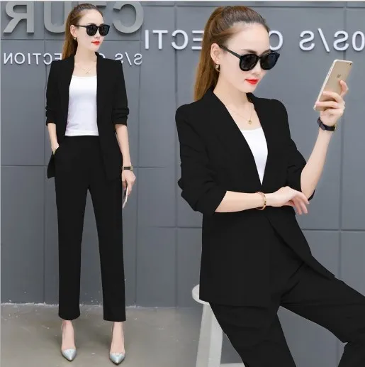 Office Uniform Designs Pant Suits Female Blazer+Pants Womens Office Wear Trouser Suit for Women Pantsuit Pink Yellow White Black Office Uniform Designs Pant Suits Female Blazer+Pants Womens Office Wear Trouser Suit for Women Pantsuit Pink Yellow White Black