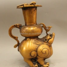 " Помечено Китай Китайский Бронзовый Династии Мыши Зверь Цветок Бутылка Ваза Зун