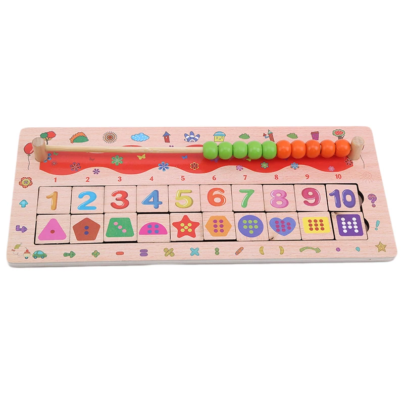 Calculate bead Деревянная детская доска, Геометрическая доска, набор, колонка, арифметическая головоломка, раннее образование, детские игрушки, обучающая доска - Цвет: Calculate bead