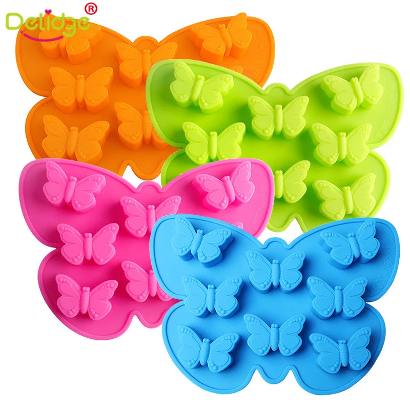 

Delidge 1 pc 8 Holes 3D Butterfly Shaped Cake Mold Silicone Candy Chocolate Ice Mould Handmade Baking making Mold Candy Color