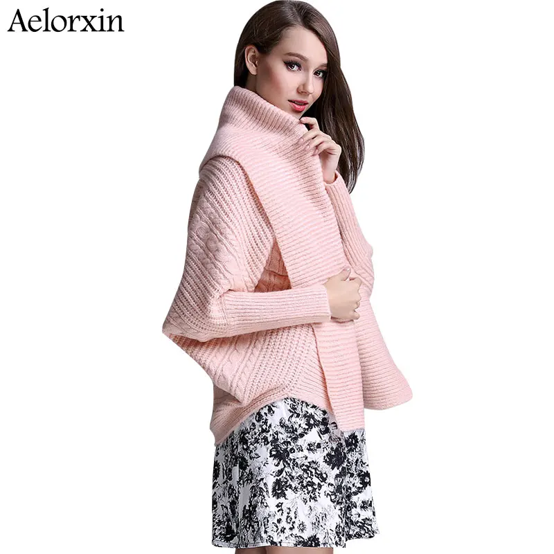 Aelorxin 2019 Autumn Winter Sweater Women Cardigans Lady Casual Solid Turn-down Collar Batwing Sleeve Shrug Women Sweaters Coat