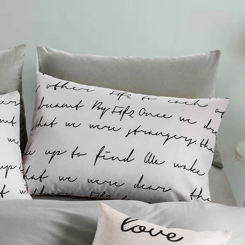 

Custom Letter Pillow Case Pillowcase 50x70 50x75 50x80 70x70 Decorative Pillow Cover Bedding for Hotel Wedding White Black Gray