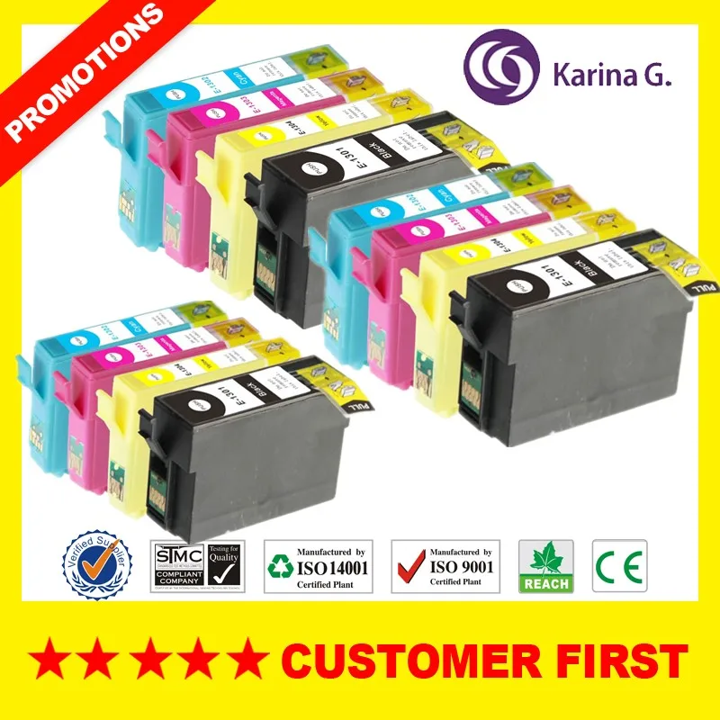12X совместимый принтер чернил T130 XL -T1304XL для EPOSN Workforce WF-3010DW WF-7525 | Компьютеры и офис
