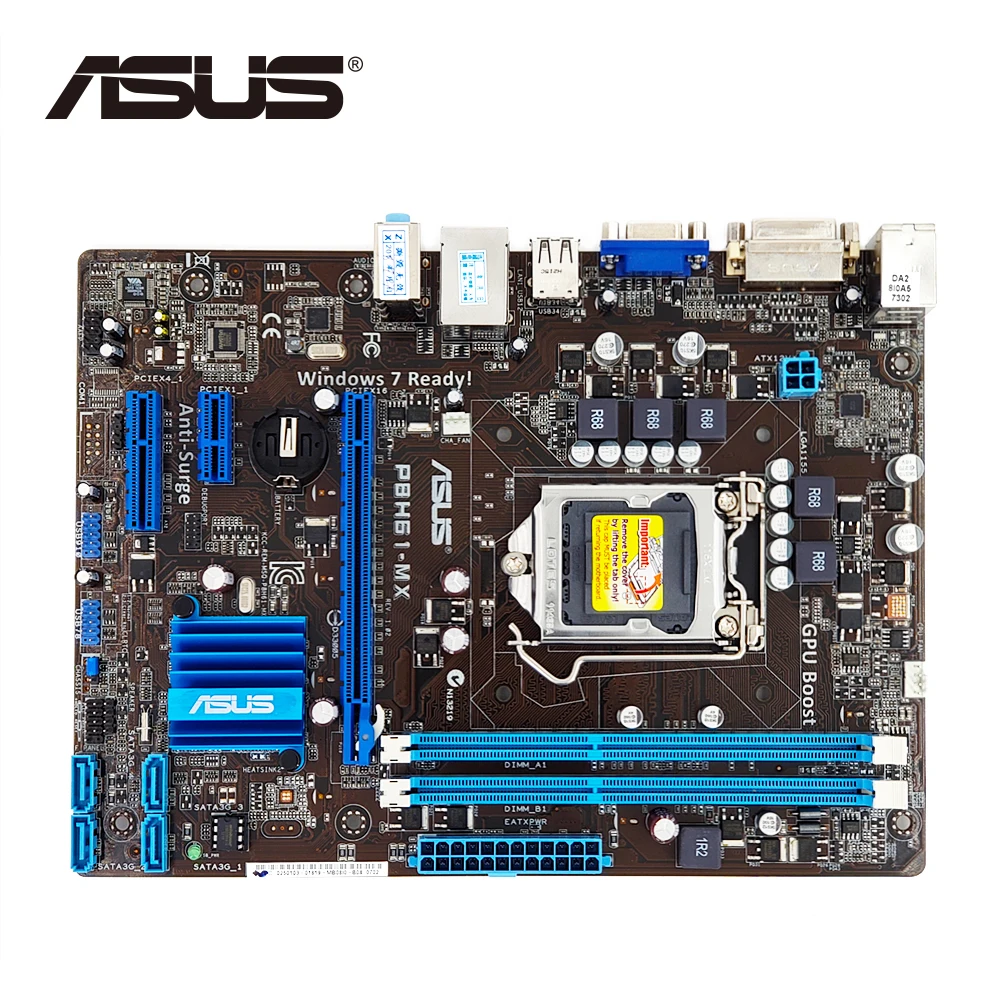 

LGA 1155 ASUS P8H61-MX Original ASUS H61 motherboard uATX DDR3 DVI VGA 16GB Desktop Mainboard P8H61-MX / R2.0 / USB3 Used