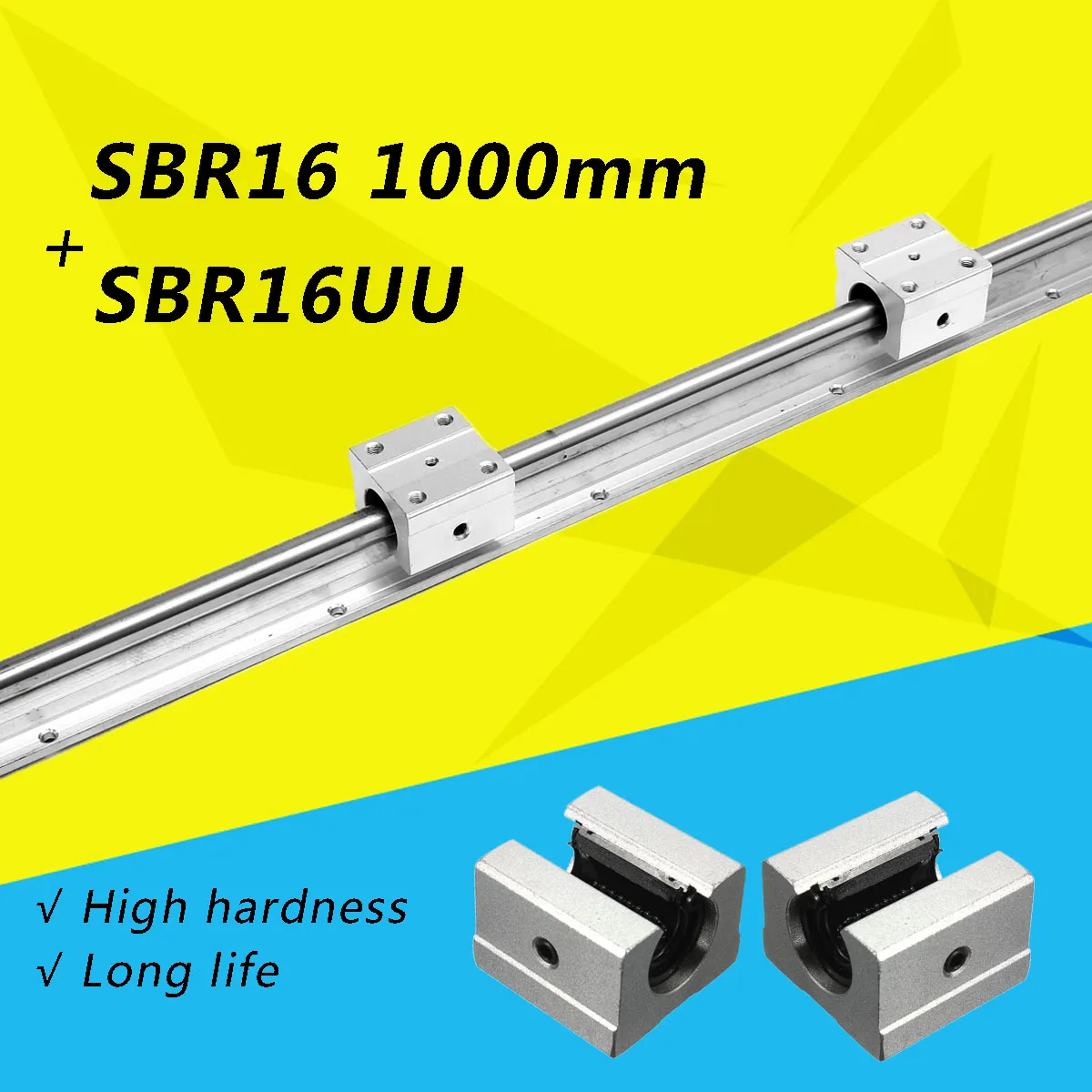 

2x SBR16 1000mm Support Linear Rail Optical Axis Guide + 4 SBR16UU Bearing Block