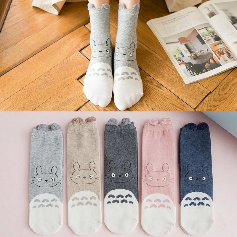 

Factory Cartoon Hosiery Harajuku Style Women Socks Japanese Ankle Cute Totoro Ear Female Casual Comfoable Funny Socks Cotton