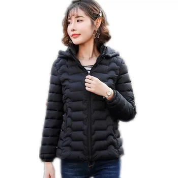 

Plus Size 5XL 2018New Autumn Winter Women Short Parkas Female Hooded Down Jacket Thin&Light Winter Coats Slim Parkas MujerCQ2613