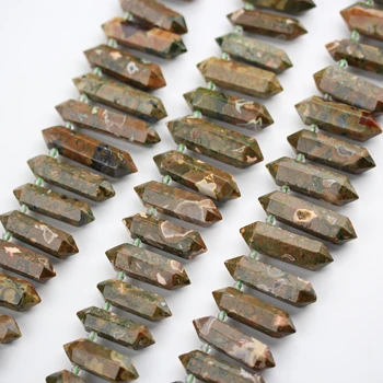 

Approx 23pcs/strand Natural Polar Jaspers Points Beads Necklace,Drilled Faceted Stick Points Beads For Woman Jewelry Pendants