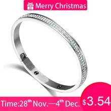 

Romantic Design Stainless Steel Bracelets & Bangles for Women Fashion Silver Bracelet Pulseira Feminina Luxury Crystal Jewelry