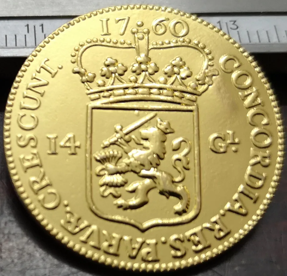 1760 Голландская республика (Gelderland) 14 гульден Нидерланды Золотая копия редкая