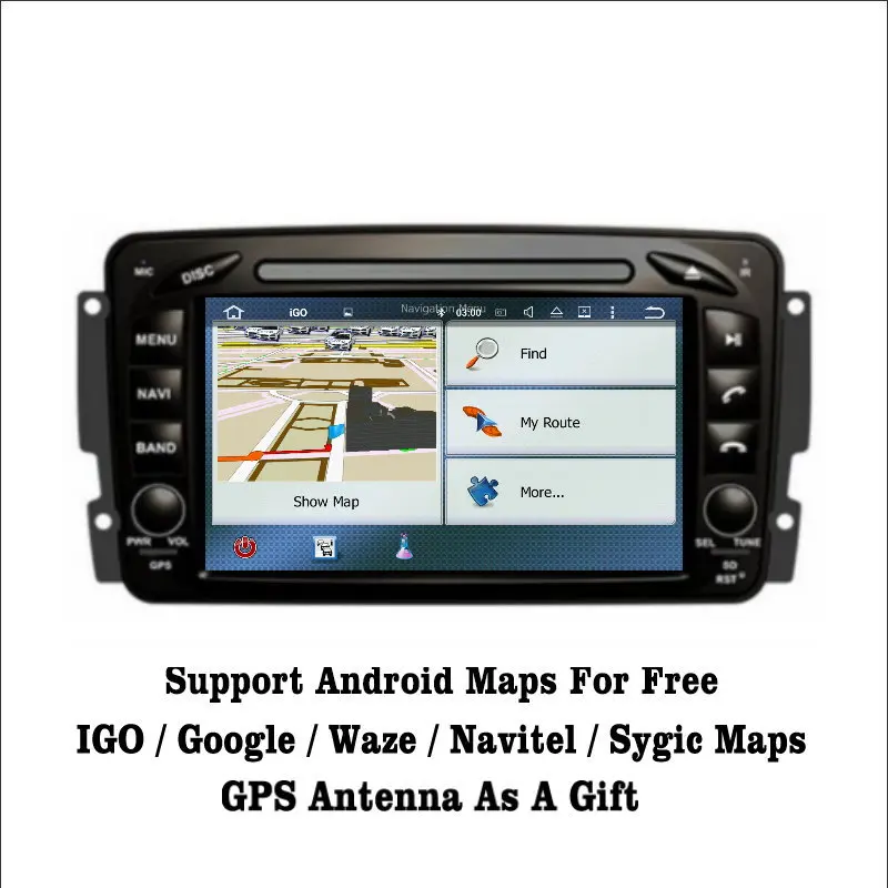Excellent Liislee Android 7.1 2G RAM For Mercedes Benz CLK W208 Car Radio Audio Video Multimedia DVD Player WIFI DVR GPS Navi Navigation 3