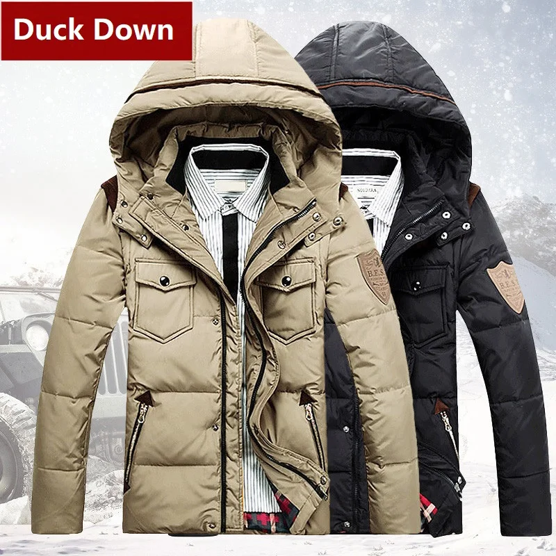 Alion Men Winter Outwear Warm Mid-Long Hood Thicken Down Coat