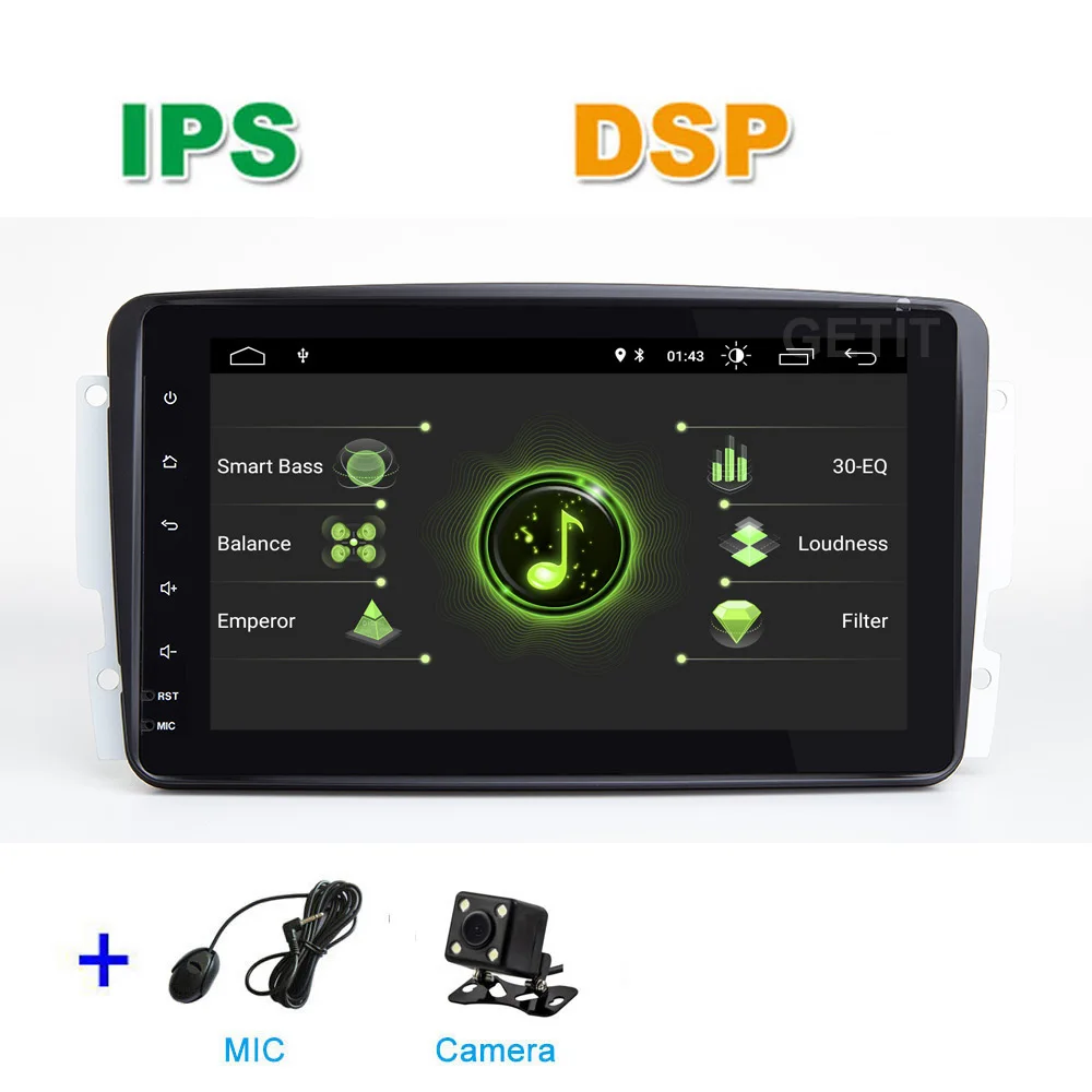 DSP ips " Android 10 автомобильное радио стерео аудио медиа автомобиль gps для Mercedes Benz CLK W209 W203 W463 W208 Wifi Bluetooth - Цвет: DSP - MIC - CAM