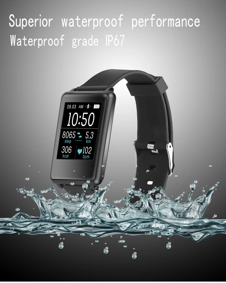 New smartwatch TK002 Heart rate monitor wristband Watch Alarm Clock Call SMS reminder beracelet For IOS