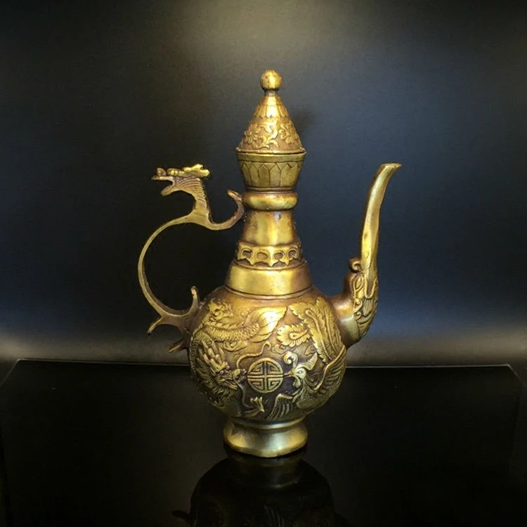 

Retro wine pot Longfeng Chengxiang Pure copper household decoration Wedding Mini Boutique Home Decoration