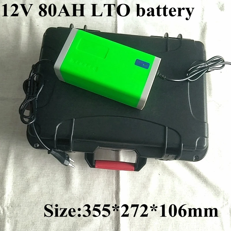 

Waterproof Lithium Titanate Battery 12v 80ah LTO Battery Pack BMS for Power Supply Solar System Golf Cart EV + 10A Charger