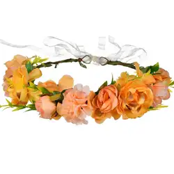 Цветок лоб волос свадебные цветочные гирлянды с лентой Регулируемый корона с цветами для девочки для женщин венок
