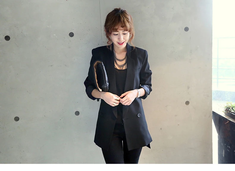 Женская Асимметричная черная длинная куртка с разрезом, свободная повседневная куртка, Офисная Женская модная верхняя одежда, C86503F