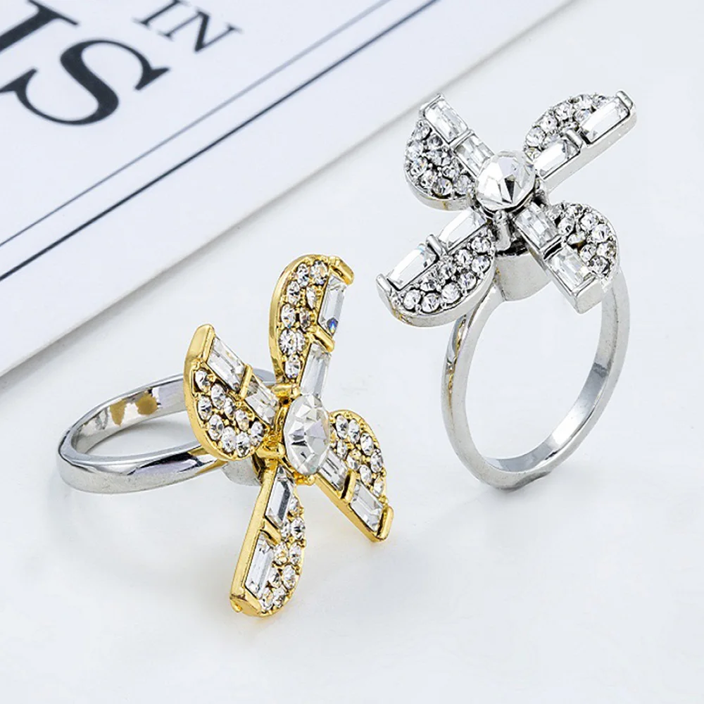 

New Design Fashion Rotatable Windmill Opening Mouth Rings For Girl To Gift Jewelry Fashion Women Jewelry Accessories