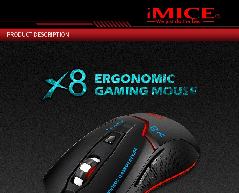 IMice Проводная игровая мышь 3200 dpi 6 кнопок профессиональная оптическая мышь USB компьютерная мышь E-Sport геймерские Мыши для ПК ноутбука X8