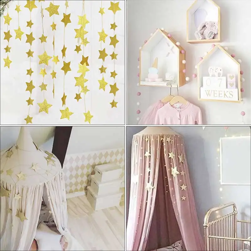 

Stars Hanging Decoration Garland Sparkling Star Garland Bunting for Weddings or Parties Children's Rooms Mosquito Nets Room Wall