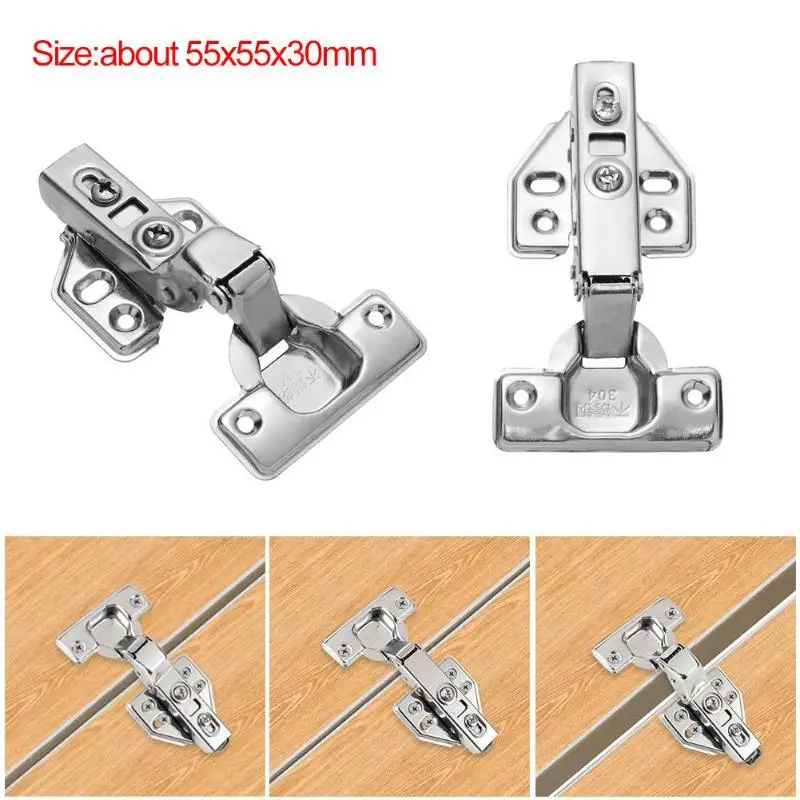 

2 Pcs Stainless Steel Hinges Cabinet Trailer Furniture Hardware Fittings Full /Half /No Cover
