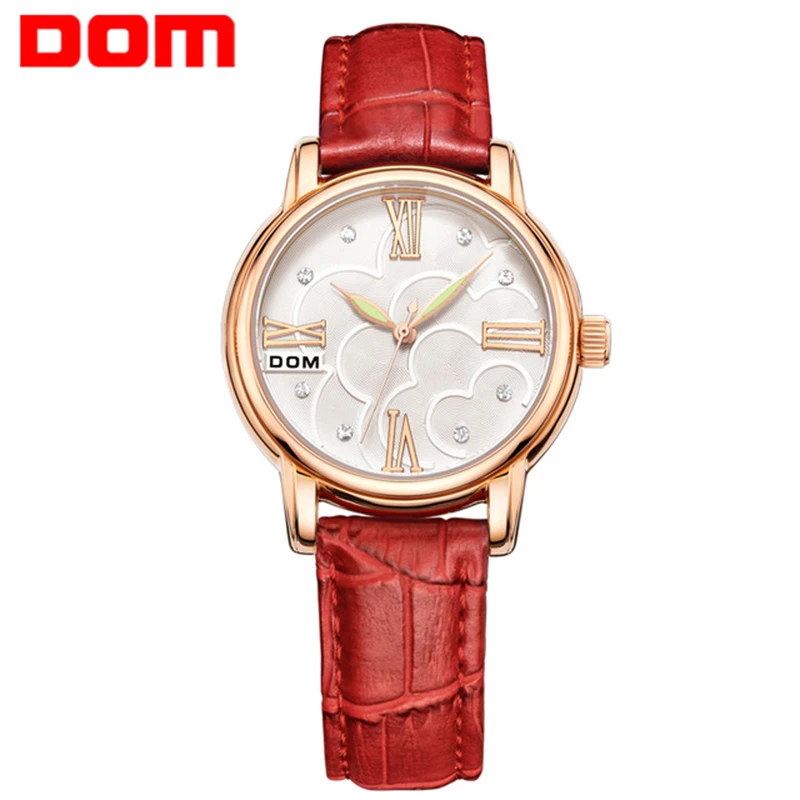 

DOM Brand Women watches Fashion Square Leather reloj mujer Luxury waterproof Dress Ladies Quartz Rose Gold Watch Montre Femme