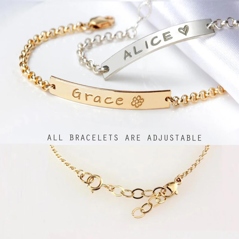 

Lovely Custom Baby Name Bracelet Stainless Steel Adjustable Baby Toddler Child ID Bracelet-Personalized Girl Boy Friendship Gift