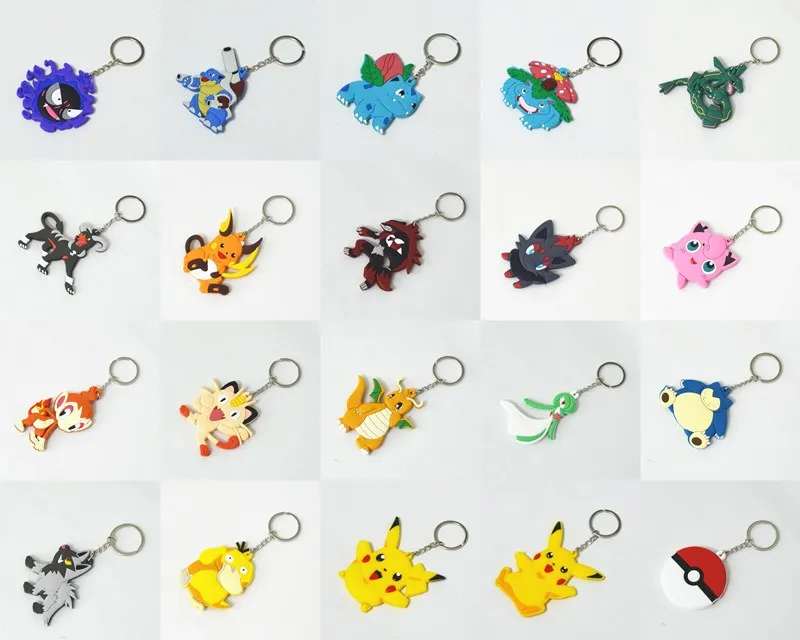 

Pikachu Raichu Jigglypuff Bulbasaur Dragonite Meowth Snorlax Chimchar 8cm Anime PVC Keychain Pendants Birthday Gift