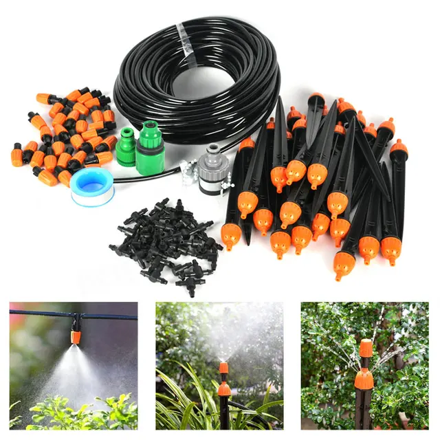 BORUiT 25m DIY Micro Drip Irrigation System Garden Watering Kits With Dripper Smart Controller Spray Sprinkler For Greenhouse