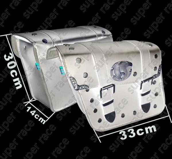 white leather saddlebags