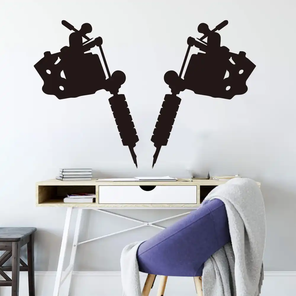Wall Sticker Gun Pistol Cross Tattoo Ornament Vinyl Decal Art Decor ZX690