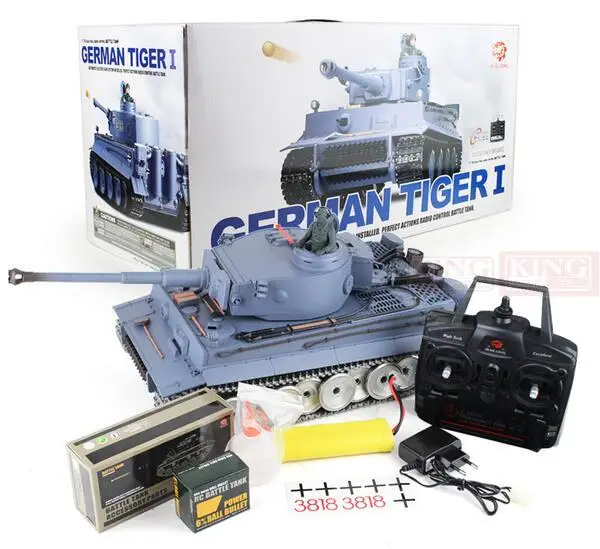Henglong1/16 Немецкий боевой танк Tiger I синяя металлическая Версия с 2 4G RC дымчатым